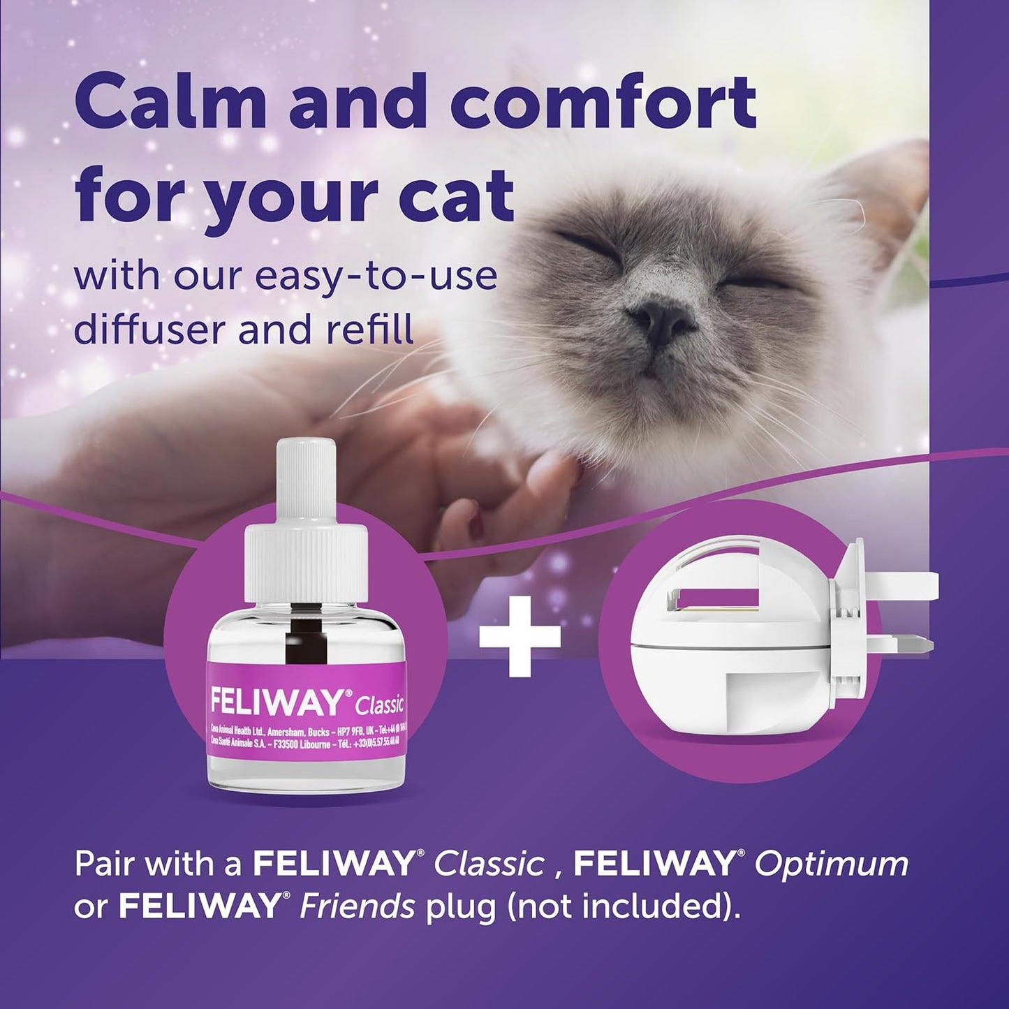 FELIWAY Classic 30 Day Cat Calming Odourless Refill for Pheromone Diffuser, 48ml - Helps Solve Common Signs of Stress in Cats & Kittens, Veterinary Recommended, Drug - free, Clinically Proven - BestPet Uk