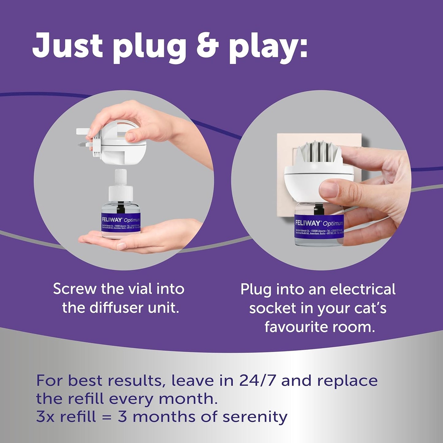 FELIWAY Optimum 30 - Day Refill X 3 Value Pack | 48ml FELIWAY Optimum Refill 3 Pack For Plug - In Anxiety Relief Pheromone Diffuser For Cats | Calm Your Cat and Reduce Stress With FELIWAY Optimum - BestPet Uk