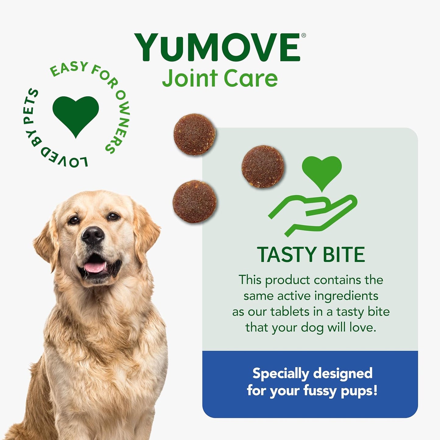 YuMOVE Senior Dog Joint Supplement, Daily Bites for Joint Care, Essential Dog Hip and Joint Support for Senior Dogs with Glucosamine, Chondroitin, Green Lipped Mussel, Aged 8+, 60 Chews - BestPet Uk