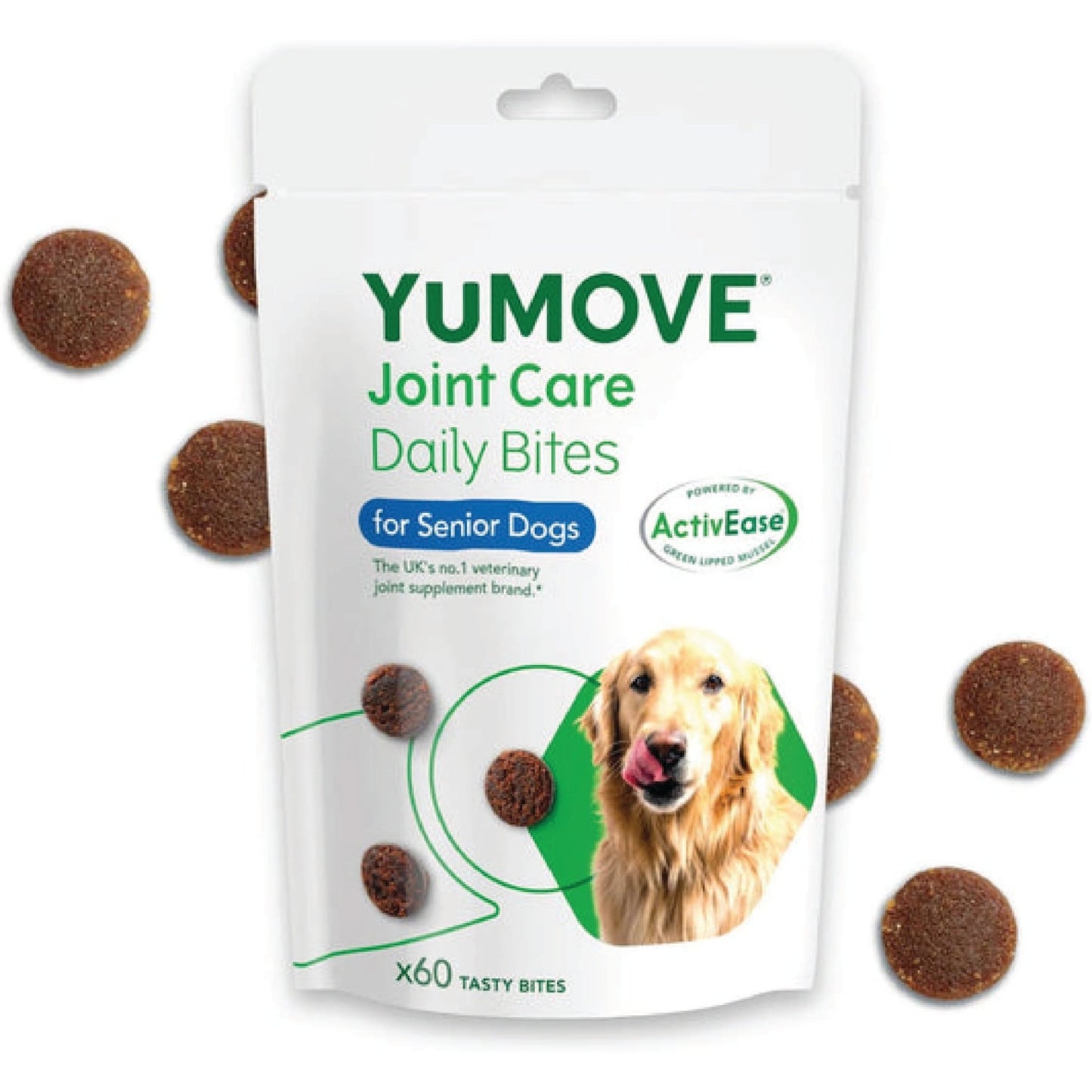 YuMOVE Senior Dog Joint Supplement, Daily Bites for Joint Care, Essential Dog Hip and Joint Support for Senior Dogs with Glucosamine, Chondroitin, Green Lipped Mussel, Aged 8+, 60 Chews - BestPet Uk