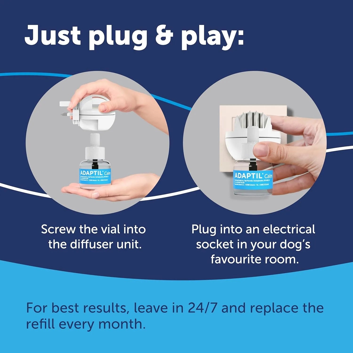 Adaptil Calm Dog Diffuser Refill 48ml 30 Day Stress Relief for Dogs - BestPet Uk