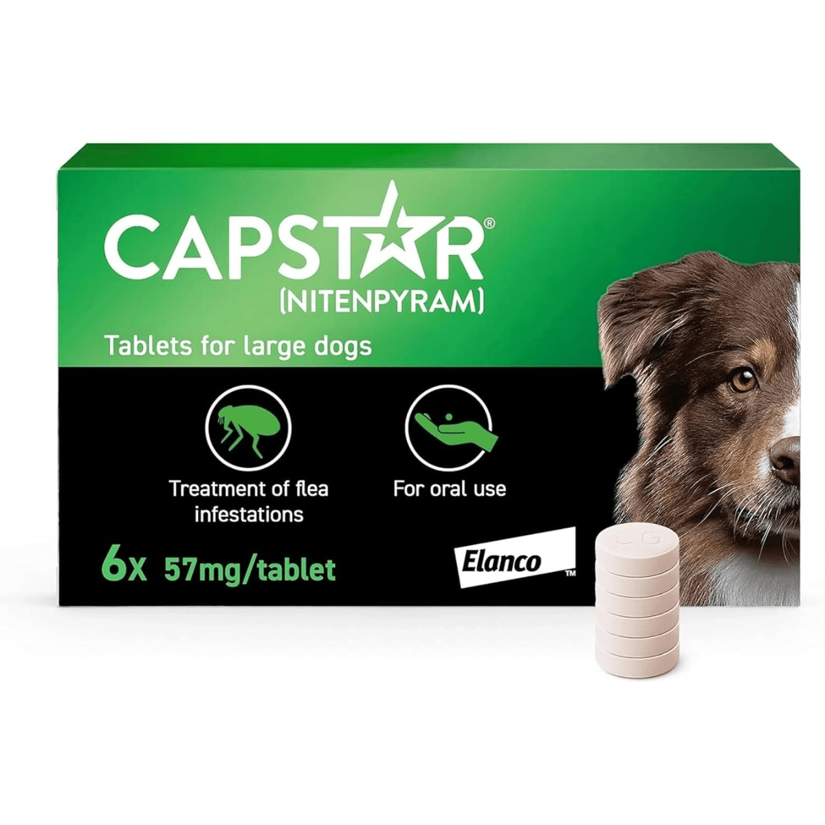 Capstar 57mg Flea Tablets for Large Dogs Oral Flea Treatment 6 Tablets - BestPet Uk