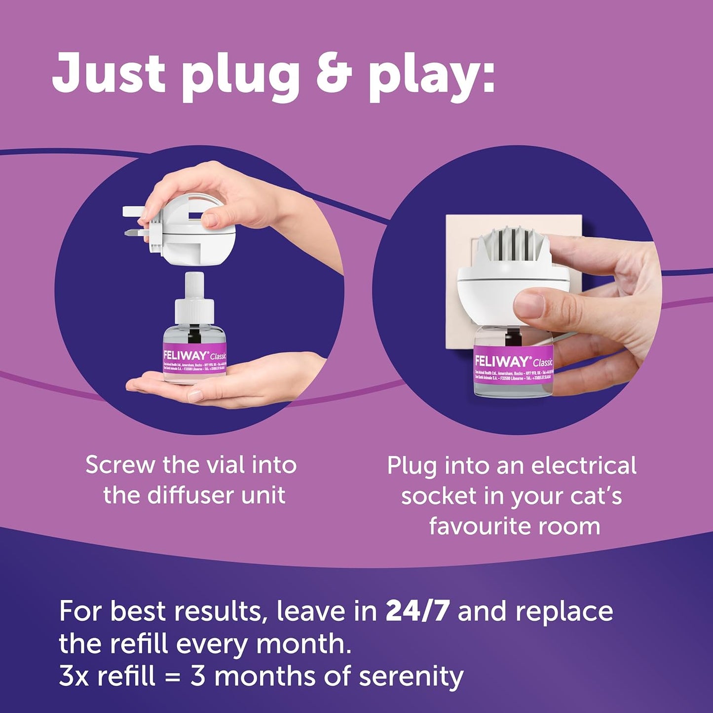 FELIWAY Classic 30 Day Refill X 3 Value Pack, 48ml FELIWAY Classic Refill 3 Pack For Plug - In Anxiety Relief Pheromone Diffuser For Cats, Calm Your Cat And Reduce Stress With FELIWAY Classic - BestPet Uk