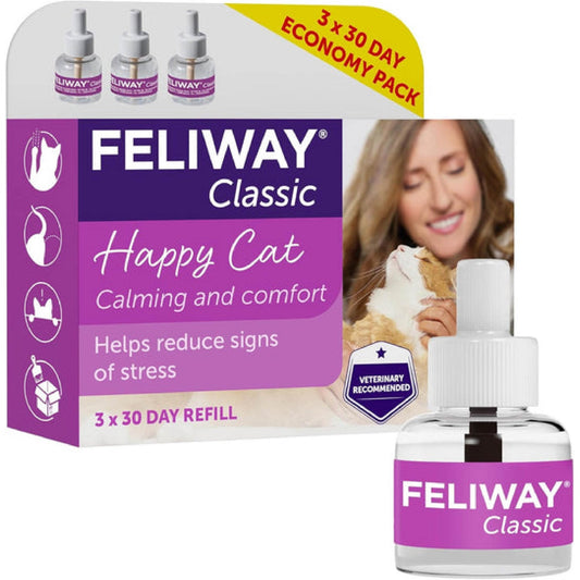 FELIWAY Classic 30 Day Refill X 3 Value Pack, 48ml FELIWAY Classic Refill 3 Pack For Plug - In Anxiety Relief Pheromone Diffuser For Cats, Calm Your Cat And Reduce Stress With FELIWAY Classic - BestPet Uk