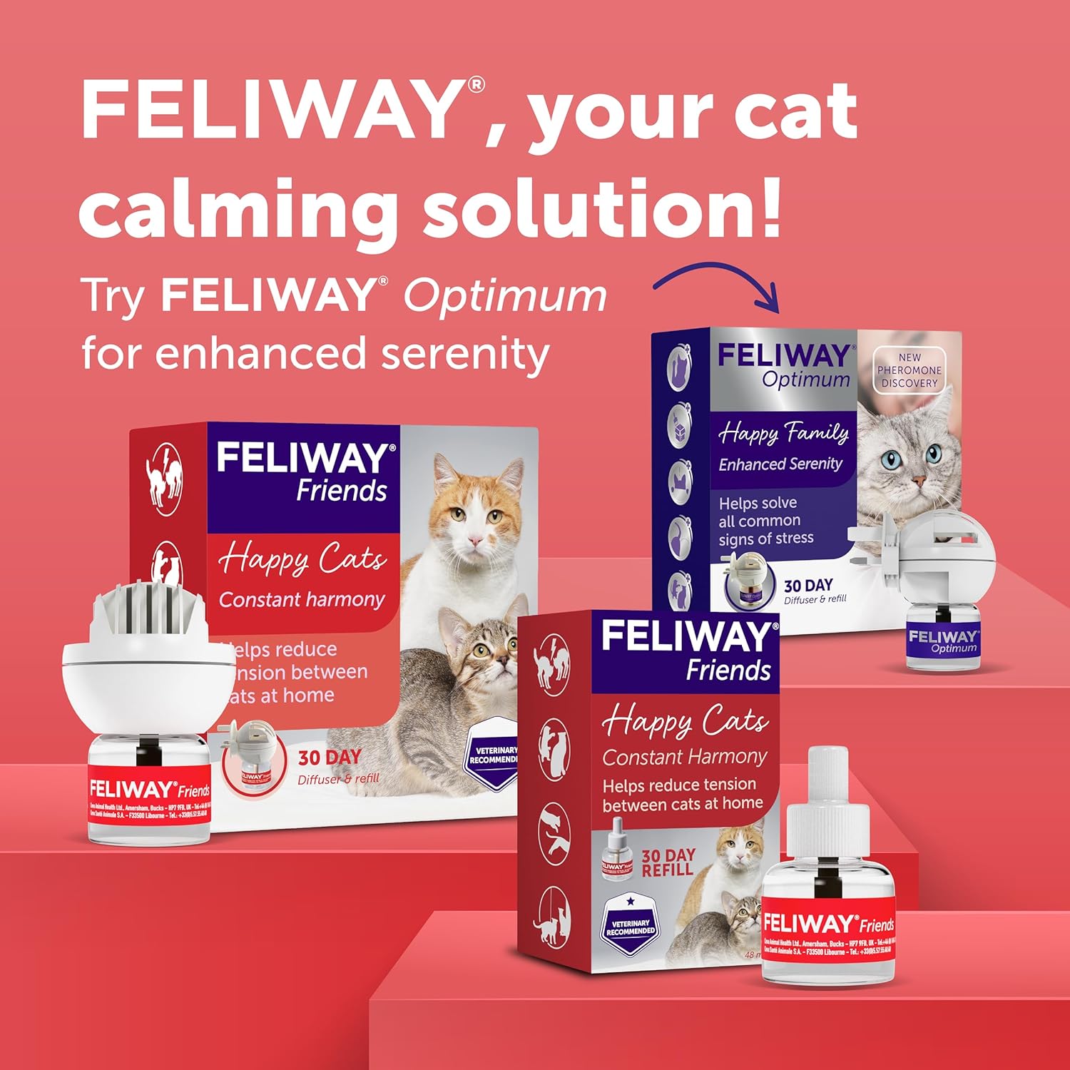 FELIWAY Friends 30 Day Refill, Helps to Reduce Conflict in Multi - Cat Households, Helping Cats Get Along Better, 48 ml - BestPet Uk