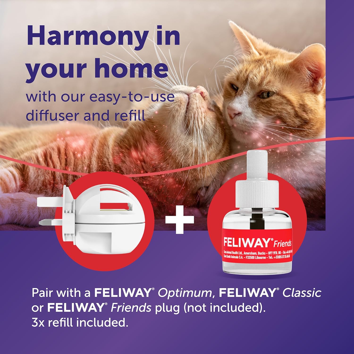 FELIWAY Friends 30 Day Refill, Helps to Reduce Conflict in Multi - Cat Households, Helping Cats Get Along Better, 48 ml - BestPet Uk