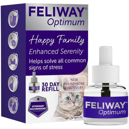 FELIWAY Optimum 30 Day Cat Calming Odourless Refill for Pheromone Diffuser, 48ml - Helps Solve Signs of Stress in Cats & Kittens, Veterinary Recommended, Drug - free, Clinically Proven - BestPet Uk