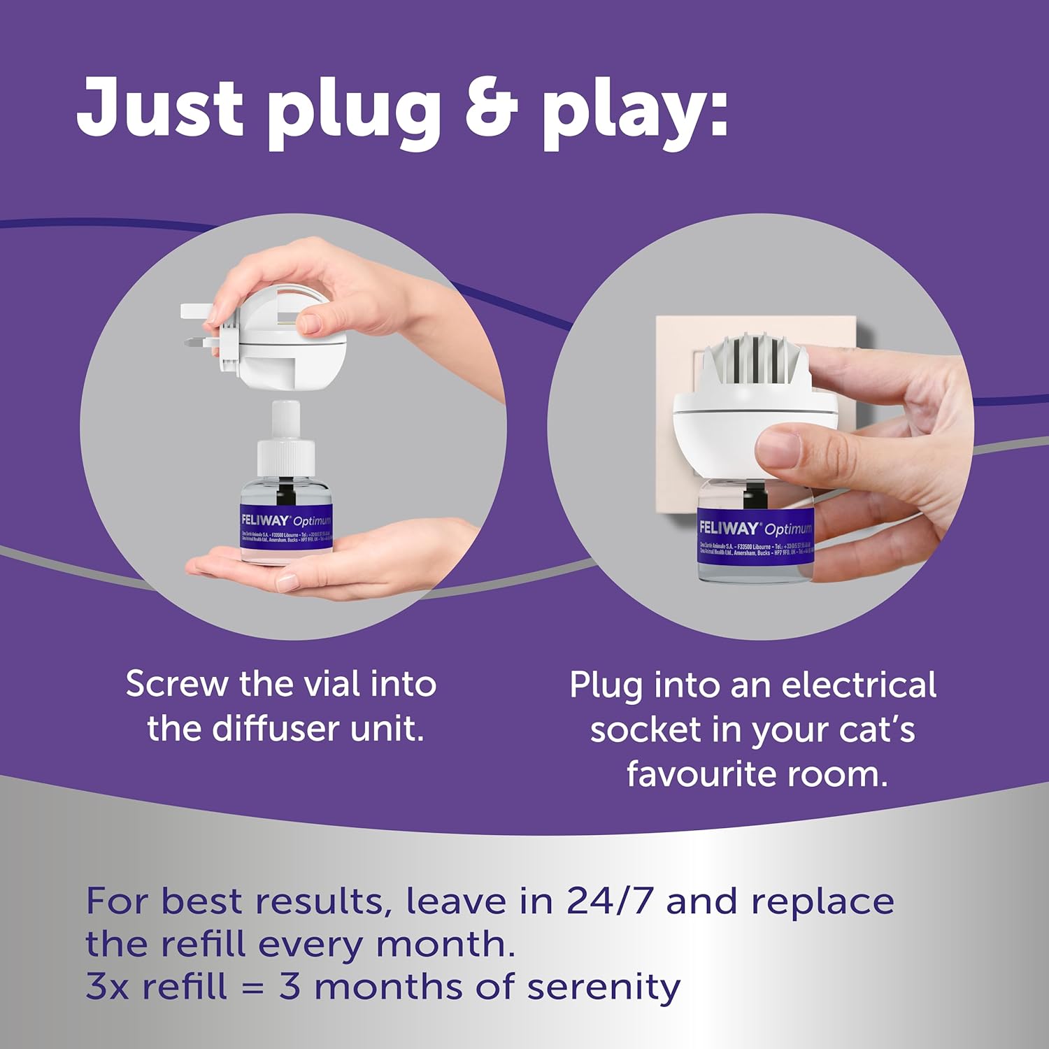 FELIWAY Optimum 30 - Day Refill X 3 Value Pack | 48ml FELIWAY Optimum Refill 3 Pack For Plug - In Anxiety Relief Pheromone Diffuser For Cats | Calm Your Cat and Reduce Stress With FELIWAY Optimum - BestPet Uk