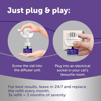 FELIWAY Optimum 30 - Day Refill X 3 Value Pack | 48ml FELIWAY Optimum Refill 3 Pack For Plug - In Anxiety Relief Pheromone Diffuser For Cats | Calm Your Cat and Reduce Stress With FELIWAY Optimum - BestPet Uk