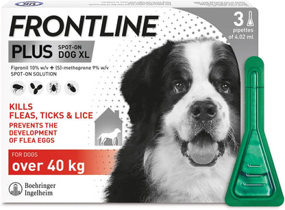 FRONTLINE Plus Flea & Tick Treatment for Extra Large Dogs (over 40 kg) - BestPet Uk