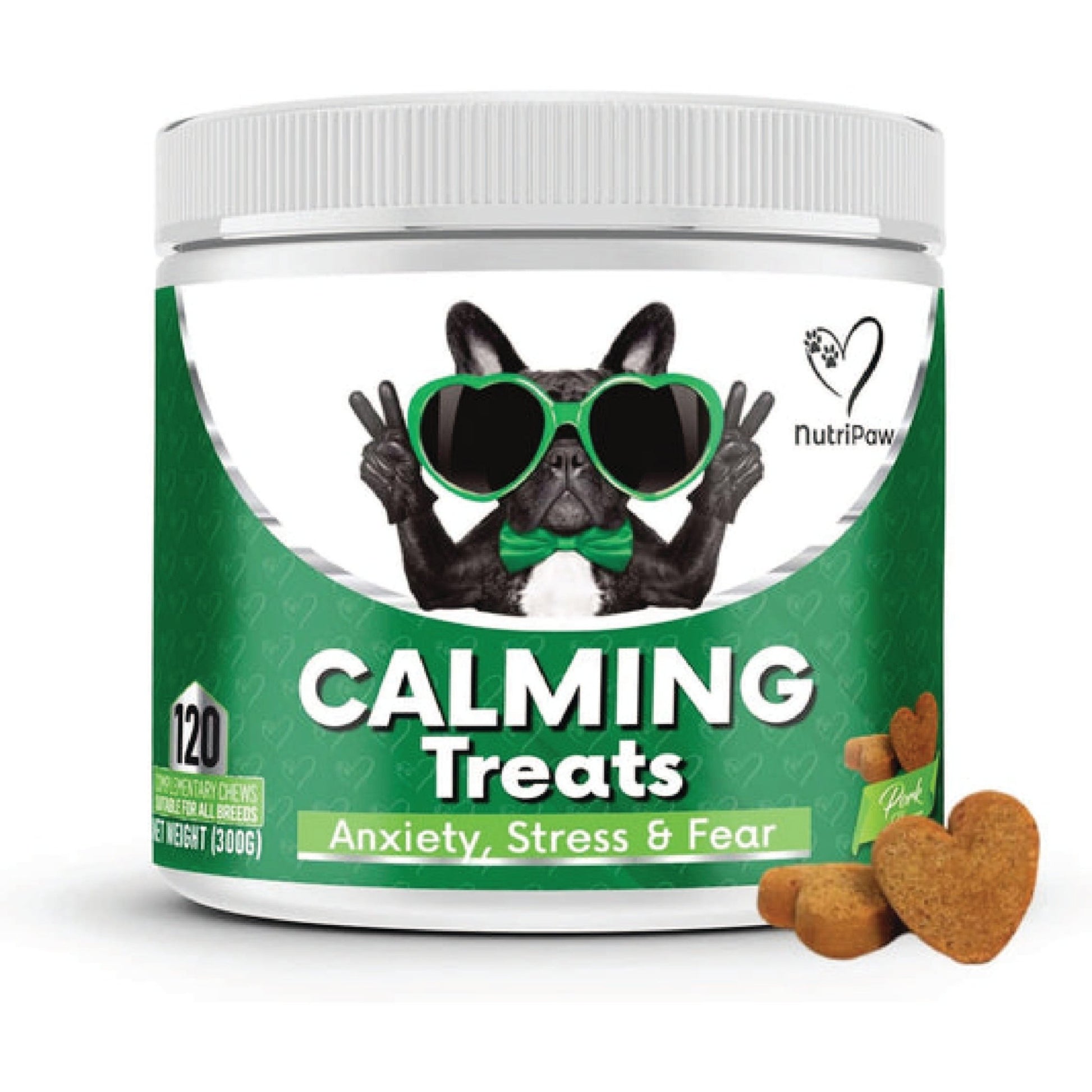 NutriPaw Calming Treats For Dogs - Reduce Stress, Fear, Separation, Barking, Hyperactivity, Reactivity, Aggression, Travel - Calm without Drowsiness - BestPet Uk