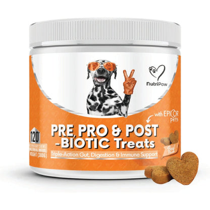 NutriPaw Pre, Pro & Postbiotic Digestive Treats For Dogs - Gut Health, Sensitive Tums, Anal Glands, Scooting, Loose Stools, Smelly, Itchy Ears, Great for All Dogs - BestPet Uk