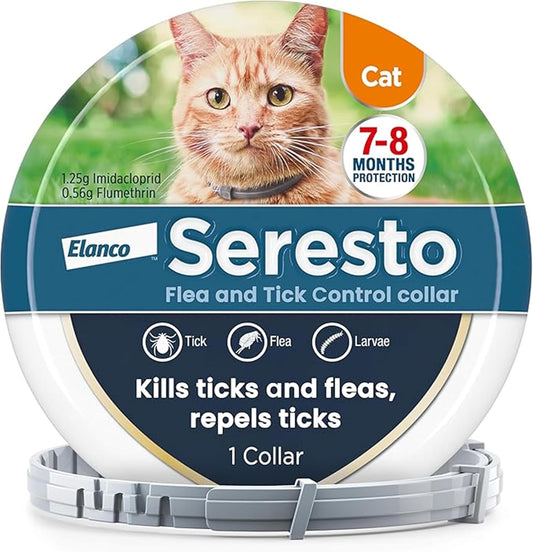 Seresto Flea and Tick Control Collar For Cats (1 Collar), Long - Lasting & Simple Treatment For Cats, 7 - 8 Months Of Protection, Keeps Pets Protected From Fleas & Ticks - BestPet Uk