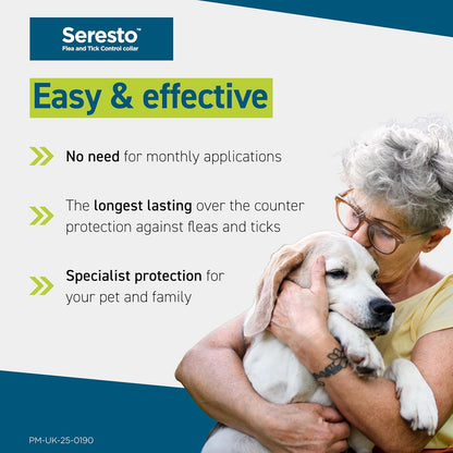 Seresto Flea and Tick Control Collar For Dogs Over 8kg (1 Collar), Long - Lasting & Simple Treatment For Dogs, 7 - 8 Months Of Protection, Keeps Pets Protected From Fleas & Ticks - BestPet Uk