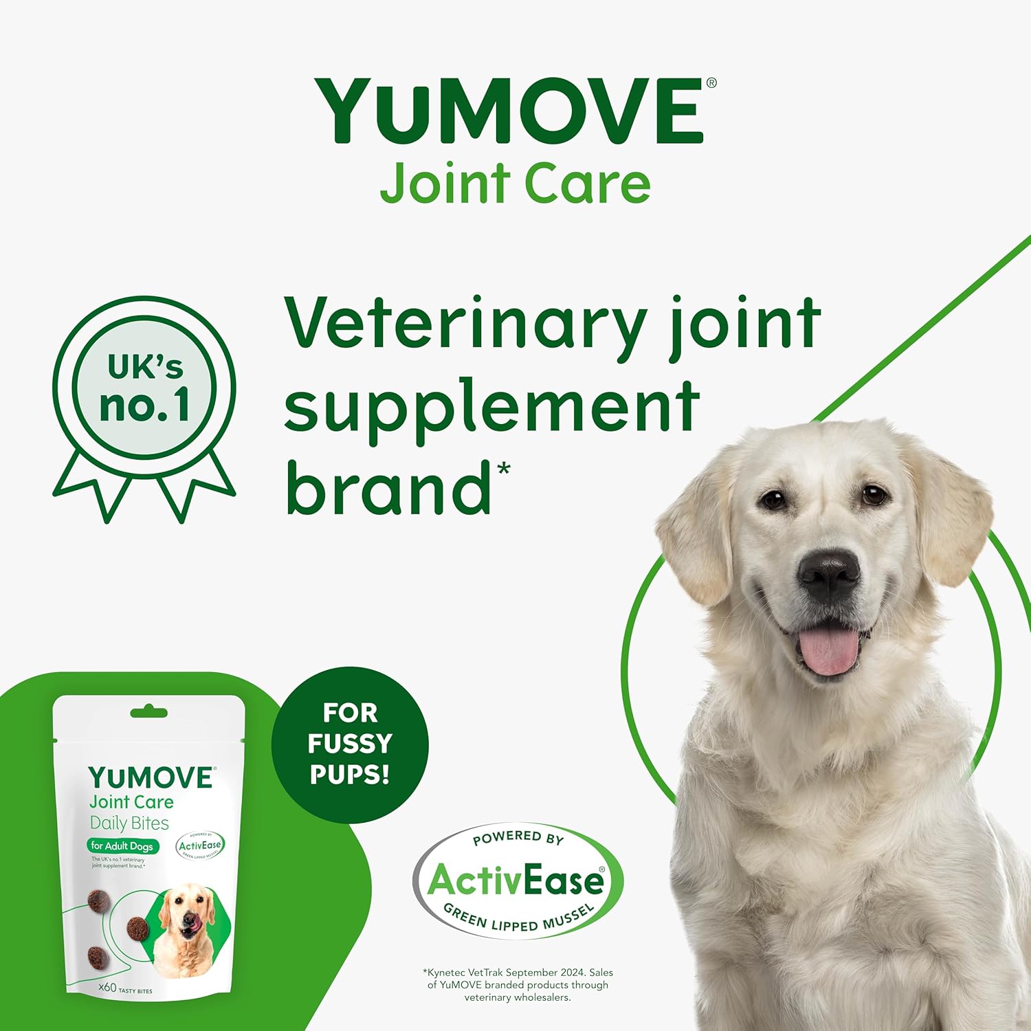 YuMOVE Joint Supplement for Dogs, Daily Bites for Joint Care, Essential Dog Hip and Joint Aid for Stiff Adult Dogs with Glucosamine, Chondroitin, Green Lipped Mussel, 60 Tablets - BestPet Uk