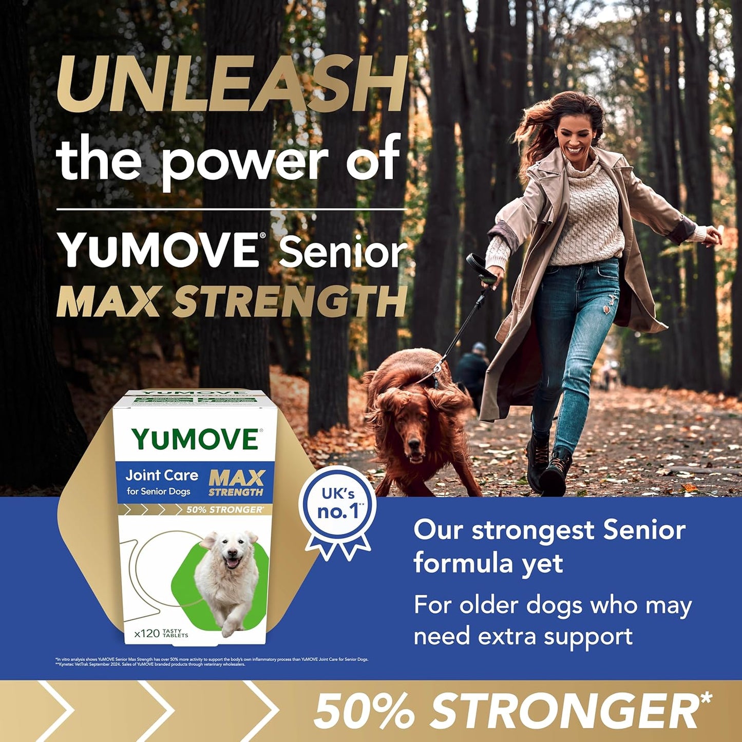 YuMOVE Max Strength Joint Supplement for Senior Dogs, Hip & Joint Aid with Glucosamine, Chondroitin & Green Lipped Mussel, Age 8+, 120 Tablets - BestPet Uk
