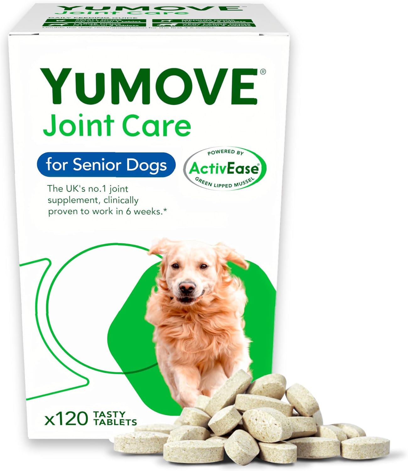 YuMOVE Senior Dog Joint Supplement | Higher Strength Joint Care | Essential Hip & Joint Aid for Older Dogs | Glucosamine, Chondroitin & Green Lipped Mussel | Age 8+ | - BestPet Uk