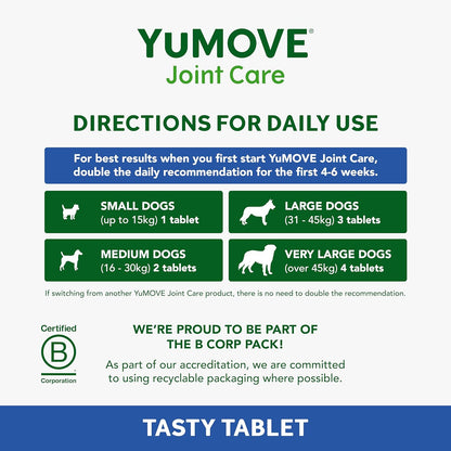 YuMOVE Senior Dog Joint Supplement | Higher Strength Joint Care | Essential Hip & Joint Aid for Older Dogs | Glucosamine, Chondroitin & Green Lipped Mussel | Age 8+ | - BestPet Uk